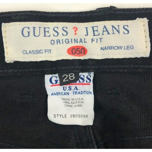 Guess 050 Original Women 28 Short Classic Fit VTG High Waist 90s Black Mom Jeans - Picture 7 of 11